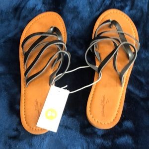 Black slide on sandal